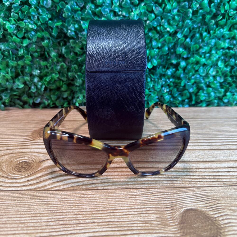 Prada Womens Sunglasses Leopard Print Frame Havana Gray Gradient Lens With Case